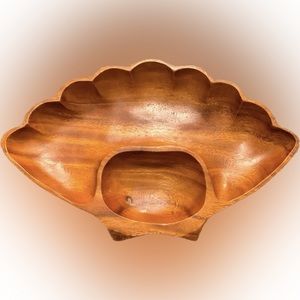 Vintage Dolphin Monkey-Pod Shell Platter